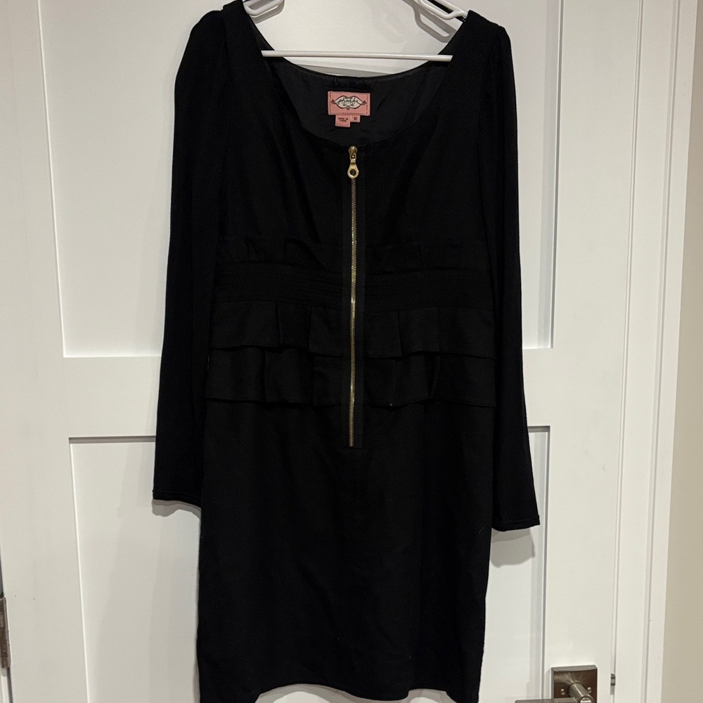 Phoebe Couture Black Dress with Gold Zipper